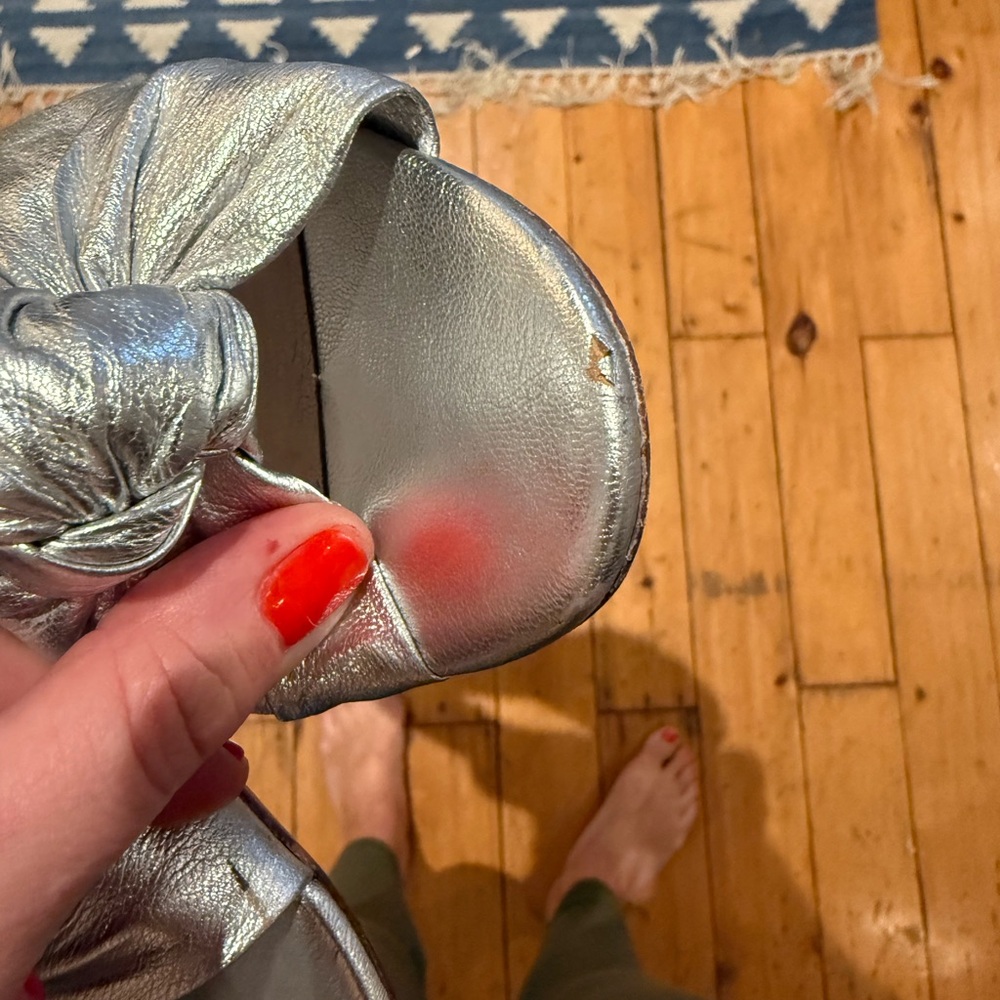 Loeffler Randall Metallic Silver Knotted Mules - Picture 7 of 7